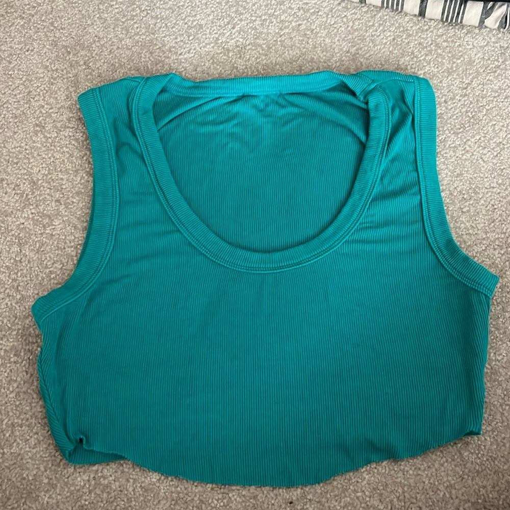 Teal soft ribbed tank top